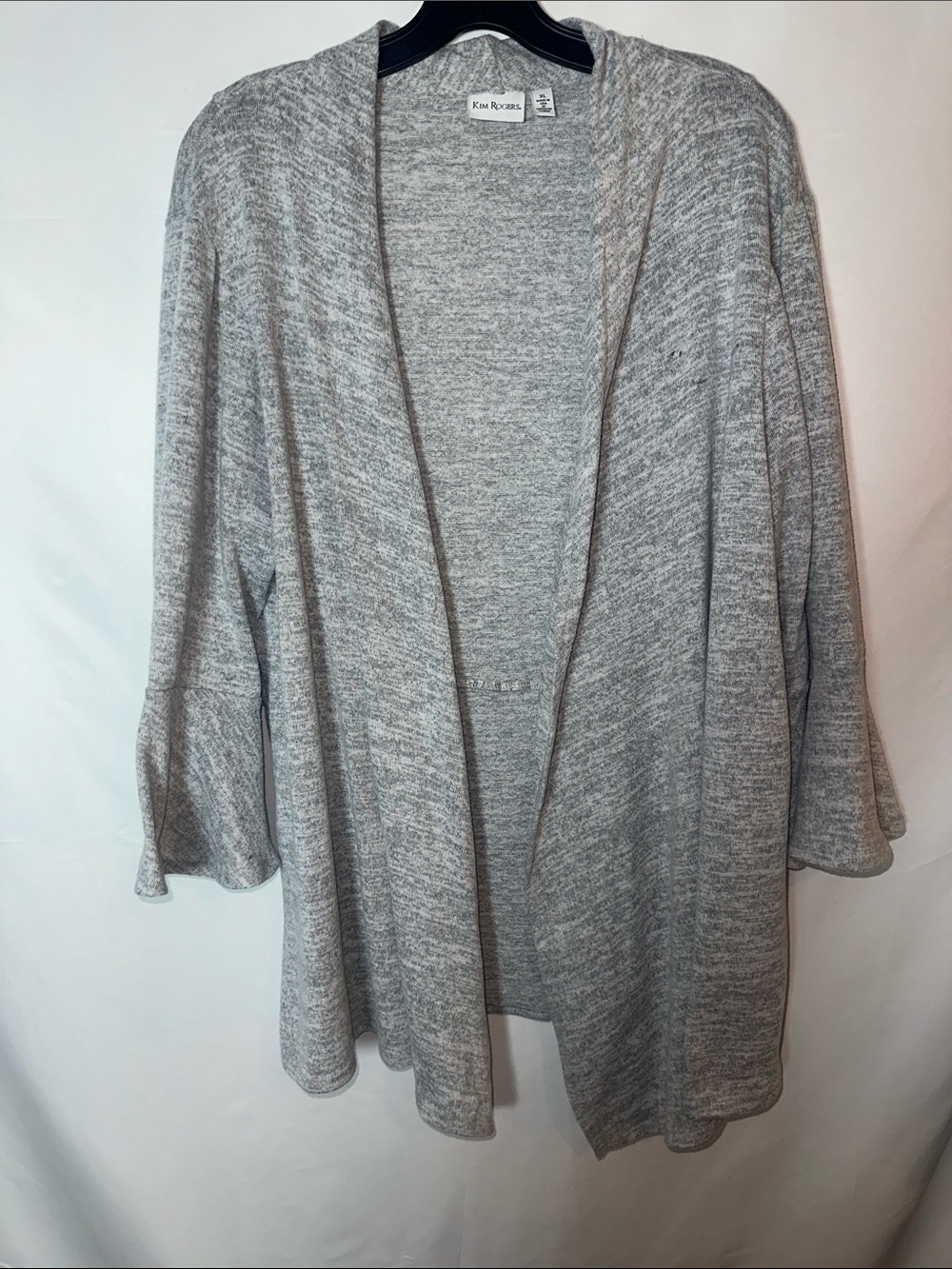 Kim Rogers Heather Gray Open-Front Knit Cardigan